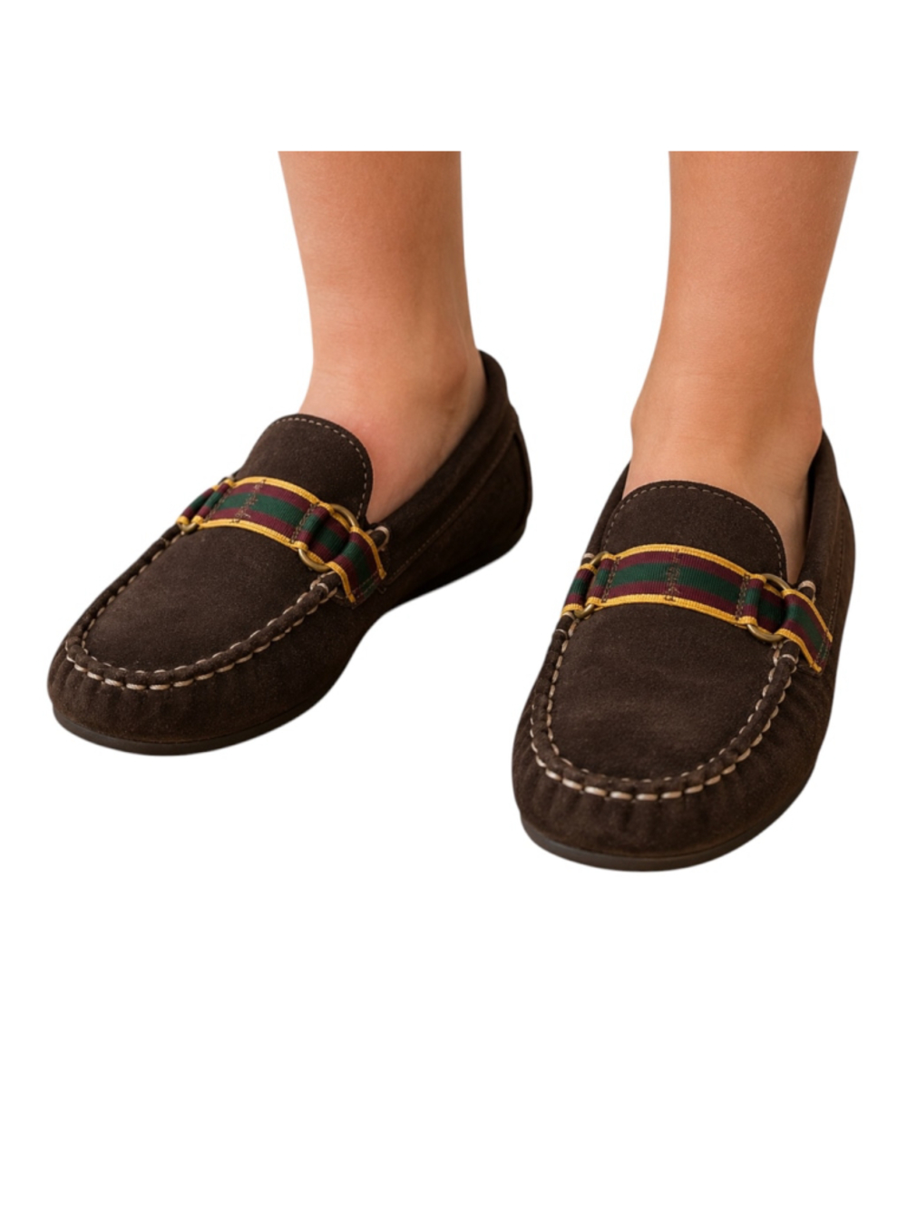 Janie and Jack Brown Suede Driving Moccasins Boys Size 13 Leather Loafers Preppy